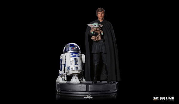 Luke Skywalker, Grogu & R2-D2 Statue